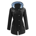 thumbnail image 1 of Qetyuw Rain Coat for Women Long Sleeve Striped Lined Windproof Jacket Lightweight Outdoor Travel Hooded Jackets, 1 of 4