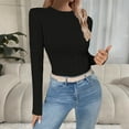thumbnail image 1 of Qetyuw Ribbed Knit Sweater for Women Slim Fit Long Sleeve Crew Neck Shirts Solid Color Casual Jumper Knitted Basic Sweaters, 1 of 6