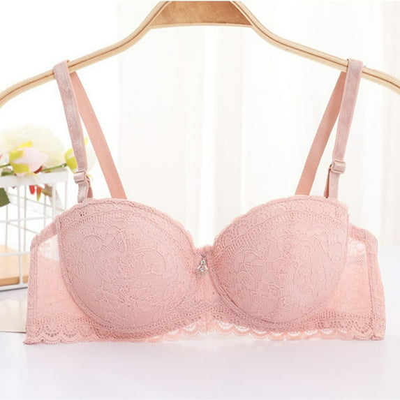 Qetyuw Lace Padded Bras Women Solid Lift Push-up Bralette Bras Soft Thin Adjustable Strap Bras Solid Comfy Daily Sleep Bras