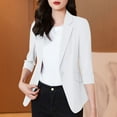 thumbnail image 1 of Qetyuw Slim Fit Blazer for Women 3/4 Sleeve Work Office Open Front Coat Button Down Lapel Cardigan Jacket, 1 of 8