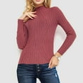 thumbnail image 1 of Qetyuw Solid Color Ribbed Knit Sweater for Women Slim Fit Long Sleeve Mock Neck Pullover Sweaters Casual Basic Jumpers, 1 of 6