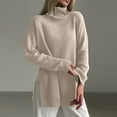 thumbnail image 1 of Qetyuw Solid Color Turtleneck Sweaters for Women Oversized Drop Shoulder Long Sleeve Sweater Casual Chunky Jumper, 1 of 6