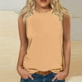 thumbnail image 1 of Qetyuw Solid Crew Neck Tank Tops Women Basic Comfy Loose Cami Tops Ladies Summer Sleeveless T-shirts Petite Going Out Blouses Green Shirts, 1 of 4