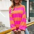 thumbnail image 1 of Qetyuw Sweaters for Women Crochet Knit Long Sleeve Pullover Tops Color Block Crew Neck Casual Sweater, 1 of 9