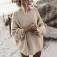 thumbnail image 1 of Qetyuw Sweaters for Women Oversized Batwing Sleeve Sweater Crew Neck Solid Color Jumpers Chunky Knit Pullover, 1 of 6