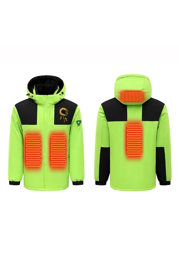 Unisex Heat Windproof Jackets 2024 Smart Electric Heated Coat for Men Women 4 Heating Zones Winter Soft Warm Outwear with Pockets Excluding Battery