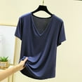 thumbnail image 1 of Qetyuw V Neck Pajama Shirts for Women Casual Loose Short Sleeve Pajama Tops Soft Breathable Tees Basic Solid Sleepwear Clothes, 1 of 6