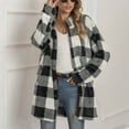 thumbnail image 1 of Qetyuw Winter Checkered Coat for Women Button Down Long Sleeve Shacket Jacket Plaid Lapel Casual Warm Coats Outwear, 1 of 7