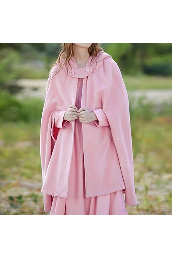 Winter Cloak for Women Wool Blend Hoodies Open Front Woolen Cape Split Hem Trench Coat Plus Size Windproof Outerwear Thick Robe Poncho