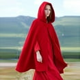 thumbnail image 1 of Qetyuw Winter Cloak for Women Wool Blend Hoodies Open Front Woolen Cape Split Hem Trench Coat Plus Size Windproof Outerwear Thick Robe Poncho, 1 of 7