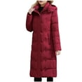 thumbnail image 1 of Qetyuw Winter Down Coat for Women Plus Size Long Sleeve Warm Open Front Jacket Zip Up Detachable Hood Casual Coats, 1 of 6