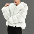 thumbnail image 1 of Qetyuw Winter Faux Fur Coat for Women Chunky Warm Long Sleeve Open Front Crop Coats Casual Lapel Jacket, 1 of 5