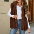 thumbnail image 1 of Qetyuw Winter Faux Fur Vest for Women Sleeveless Ruched Open Front Hooded Vests Warm Casual Coat Outwear, 1 of 6