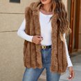 thumbnail image 1 of Qetyuw Winter Faux Fur Vest for Women Sleeveless Ruched Open Front Hooded Vests Warm Casual Coat Outwear, 1 of 6