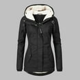 thumbnail image 1 of Qetyuw Winter Warm Hooded Jacket for Women Sherpa Lined Long Sleeve Open Front Coat Plus Size Zip Up Casual Jackets, 1 of 8