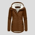 thumbnail image 1 of Qetyuw Winter Warm Hooded Jacket for Women Sherpa Lined Long Sleeve Open Front Coat Plus Size Zip Up Casual Jackets, 1 of 8