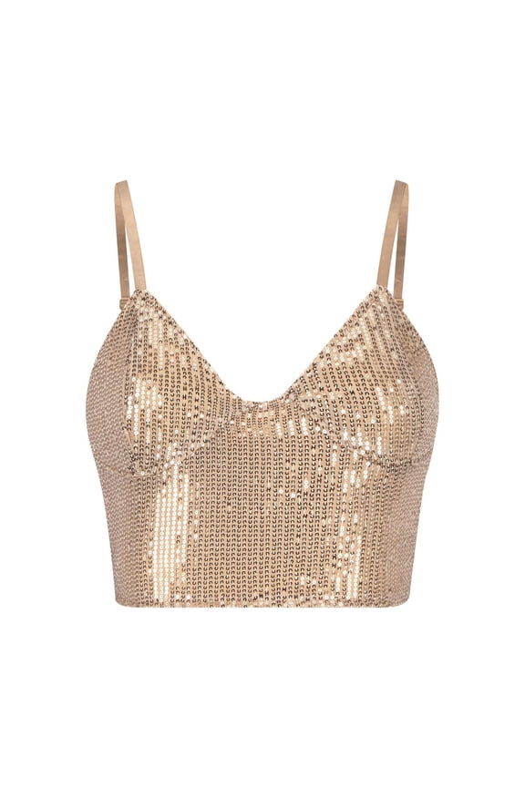 Women Reflective Sequin Tank Tops Bustier Adjustable Spaghetti Strap Crop Tops Sparkly Sleeveless V Neck Rave Tank Vest Clubwear