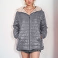 thumbnail image 1 of Qetyuw Women Winter Warm Hooded Jackets Sherpa Lined Quilted Jacket Full Zip Up Fuzzy Fleece Long Sleeve Down Coat with Pocket, 1 of 7