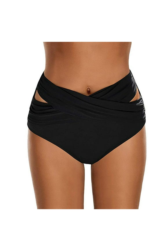 Women's Bikini Bottoms High Cut Swimsuits Bottoms Cheeky Swim Tankinis Bottoms Bandage Crossover V Front Bathing Suits Bottoms