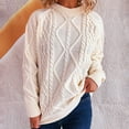 thumbnail image 1 of Qetyuw Women's Cable Knitted Sweater Chunky Long Sleeve Crew Neck Pullover Jumper Solid Color Loose Fit Casual Sweaters, 1 of 6