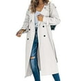 thumbnail image 1 of Qetyuw Women's Double Breasted Long Trench Coat Long Sleeve Windbreaker Jackets Casual Lapel Coats with Belt, 1 of 6