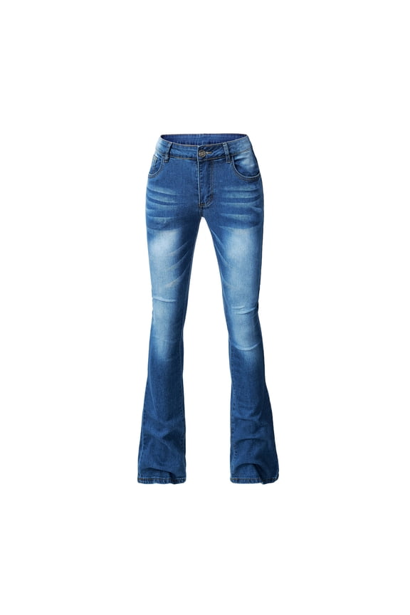 Women's Flared Jeans Slim Fit Denim Pants Stretchy Low Rise Pants Comfort Lightweight Washed Bootcut Pants Fashion Tight Elastic Trousers
