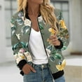 thumbnail image 1 of Qetyuw Women's Floral Print Bomber Jacket Full Zip Up Long Sleeve Open Front Coat Plus Size Casual Jackets, 1 of 5
