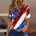 thumbnail image 1 of Qetyuw Women's Independence Day Shirts Summer Patriotic American Flag Print Tshirts Tunic Short Sleeve Tees Comfortable V Neck Buttons Blouses Tops Blouses for Women Dressy Casual, 1 of 5