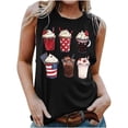 thumbnail image 1 of Qetyuw Women's Independence Day Tank Tops Plus Size Patriotic American Flag Print Tshirts Cotton Sleeveless T-shirts Cami Comfy Crewneck Tanks Womens Tank Tops under $5, 1 of 4
