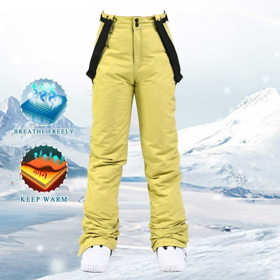 Qetyuw Women's Ski Bib Pants Waterproof Windproof Snow Pants High Waist Insulated Warm Overalls Winter Snowboard Sports Hiking Suspenders Jumpsuits