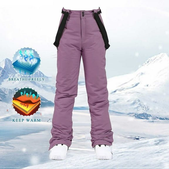 Qetyuw Women's Ski Bib Pants Waterproof Windproof Snow Pants High Waist Insulated Warm Overalls Winter Snowboard Sports Hiking Suspenders Jumpsuits