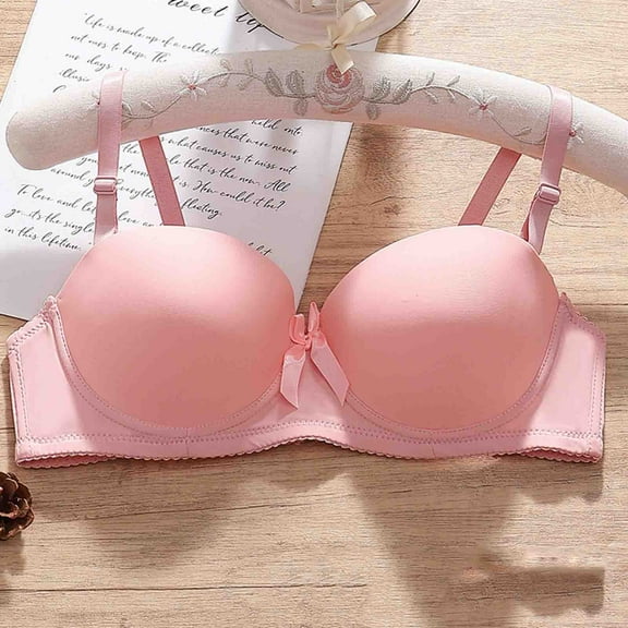 Qetyuw Women's Smoothing Bras No Wire T-Shirt Bra Padded Push Up Underwear Lightly Lined Adjustable Straps Bras Full Coverage Gathered Everyday Bra