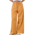 thumbnail image 1 of Qetyuw Women's Striped Wide Leg Pants High Waist Drawstring Pants Casual Loose Fit Colorful Vertical Trousers Summer Beach Daily Wear Pants, 1 of 5