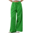 thumbnail image 1 of Qetyuw Women's Striped Wide Leg Pants High Waist Drawstring Pants Casual Loose Fit Colorful Vertical Trousers Summer Beach Daily Wear Pants, 1 of 5