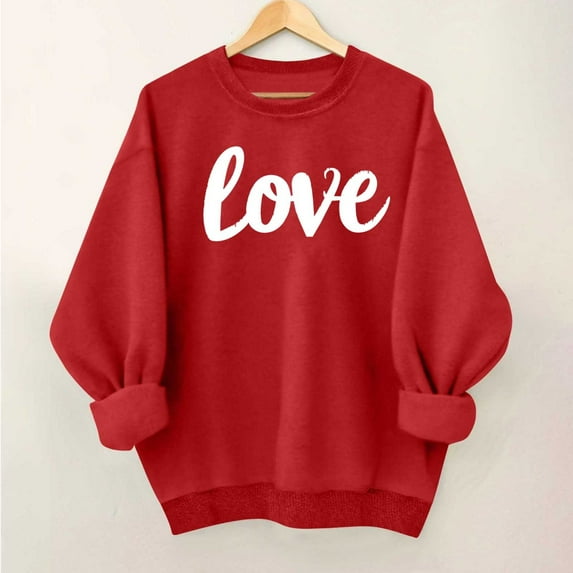 Qetyuw Women's Sweatshirt Valentine Sweatshirts for Women Casual Active Crew Neck Long Sleeve Tops Loose Fit Comfy Pullover
