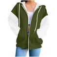 thumbnail image 1 of Qetyuw Womens Color Block Hooded Jacket Long Sleeve Full Zip Up Open Front Cardigan Coat Fashion Casual Jackets, 1 of 6