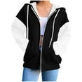thumbnail image 1 of Qetyuw Womens Color Block Hooded Jacket Long Sleeve Full Zip Up Open Front Cardigan Coat Fashion Casual Jackets, 1 of 6