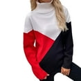 thumbnail image 1 of Qetyuw Womens Color Block Turtleneck Sweater Chunky Knit Long Sleeve Pullover Jumper Loose Fit Casual Sweaters, 1 of 5
