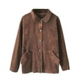 thumbnail image 1 of Qetyuw Womens Corduroy Jacket Plus Size Long Sleeve Jackets Button Down Lapel Lightweight Casual Coat, 1 of 8