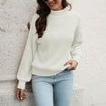 thumbnail image 1 of Qetyuw Womens Crochet Knit Sweaters Solid Color Lantern Long Sleeve Pullover Sweater Casual Mock Neck Chunky Jumpers, 1 of 6