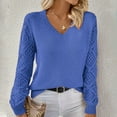 thumbnail image 1 of Qetyuw Womens Fall Crochet Sweater Hollow Out Long Sleeve V Neck Pullover Jumper Knitted Casual Chunky Pullovers Sweaters, 1 of 8