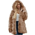 thumbnail image 1 of Qetyuw Womens Faux Fur Coat Winter Long Sleeve Hooded Jacket Chunky Casual Open Front Cardigan Coat, 1 of 5