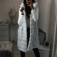 thumbnail image 1 of Qetyuw Womens Faux Fur Vest Winter Mid Length Sleeveless Hooded Coat Gilet Full Zip Up Plus Size Casual Overcoat, 1 of 6