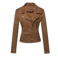 thumbnail image 1 of Qetyuw Womens Faux Suede Crop Coat Casual Asymmetric Zip Up Long Sleeve Jacket Slim Fit Coats Outwear, 1 of 3