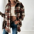 thumbnail image 1 of Qetyuw Womens Flannel Shacket Plaid Long Sleeve Lapel Jacket Button Down Thickened Casual Coat with Pocket, 1 of 5