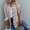 thumbnail image 1 of Qetyuw Womens Flannel Shacket Plaid Long Sleeve Lapel Jacket Button Down Thickened Casual Coat with Pocket, 1 of 5