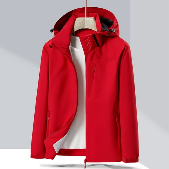 Qetyuw Womens Fleece Lined Hooded Jacket Outdoor Waterproof Long Sleeve Coat Fall Winter Zip Up Casual Jackets