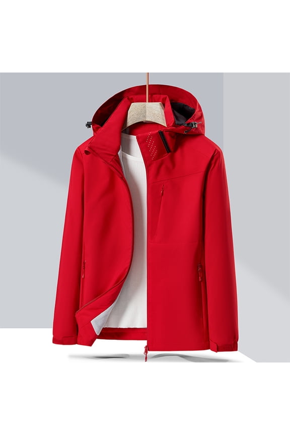 Womens Fleece Lined Hooded Jacket Outdoor Waterproof Long Sleeve Coat Fall Winter Zip Up Casual Jackets