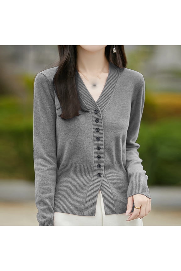 Womens Knit Cardigan Casual Long Sleeve Sweaters Cardigans Button Down Casual Lightweight Jacket