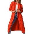 thumbnail image 1 of Qetyuw Womens Knit Long Cardigan Balls Shape Long Sleeve Open Front Cardigans Coat Loose Fit Casual Coats, 1 of 4